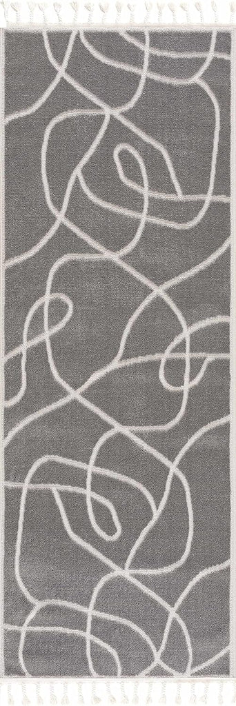Pikes Living Room, Bedroom Area Rug - Abstract Swirl - Contemporary Modern Minimalist Boho Scandinavian - High Pile