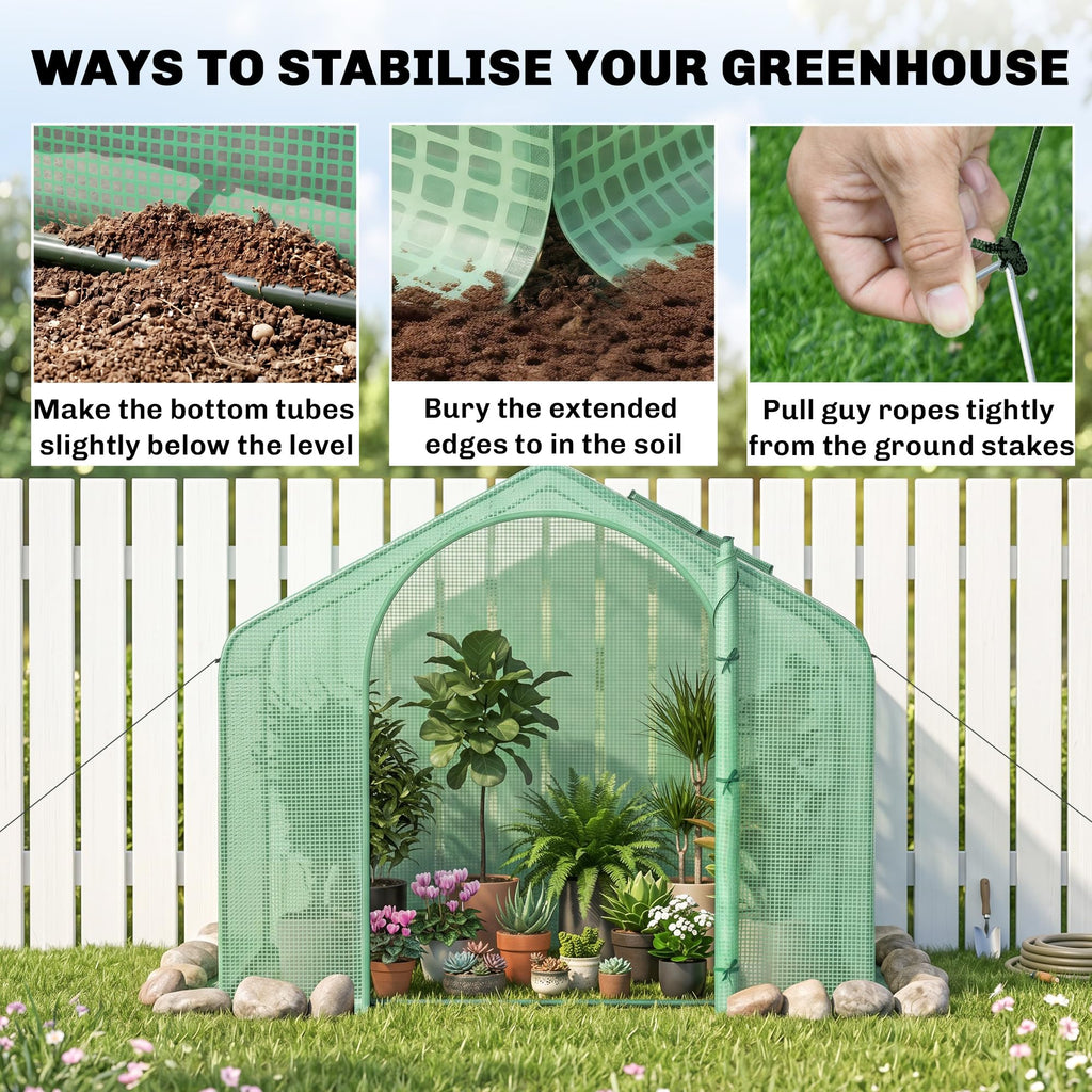 6' x 3' x 5' Portable Walk-in Greenhouse with PE Cover Green
