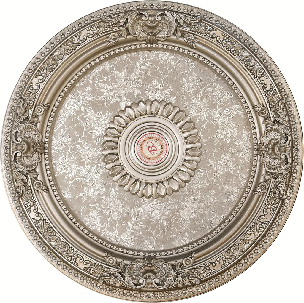 Petite Round Chandelier Ceiling Medallion or Fan Medallion, 24 Inches, Champagne