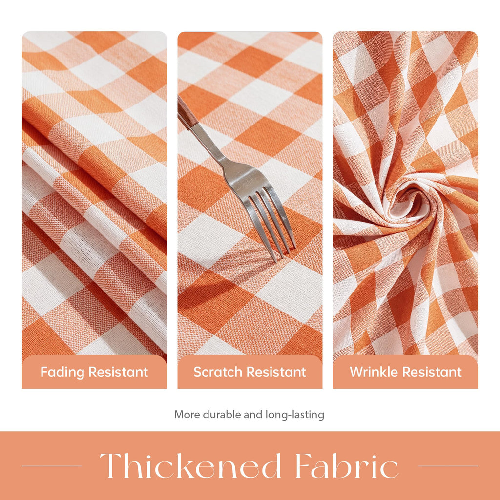 Checkered Tablecloth, Cotton Linen Gingham Fall Holiday Table Cloth for Rectangle Table with Tassel, Washable Heavy