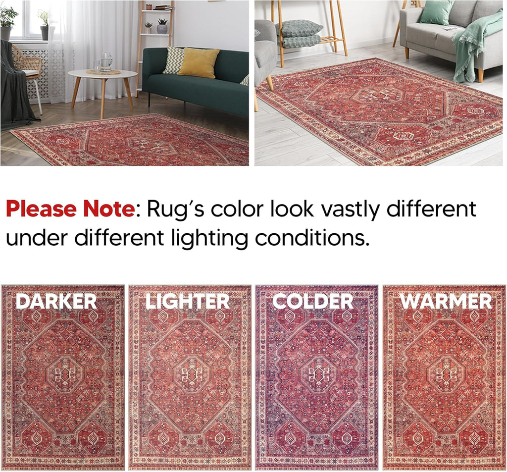 3x5 Rug - Machine Washable Entry Rug with Non-Slip Backing, Ideal