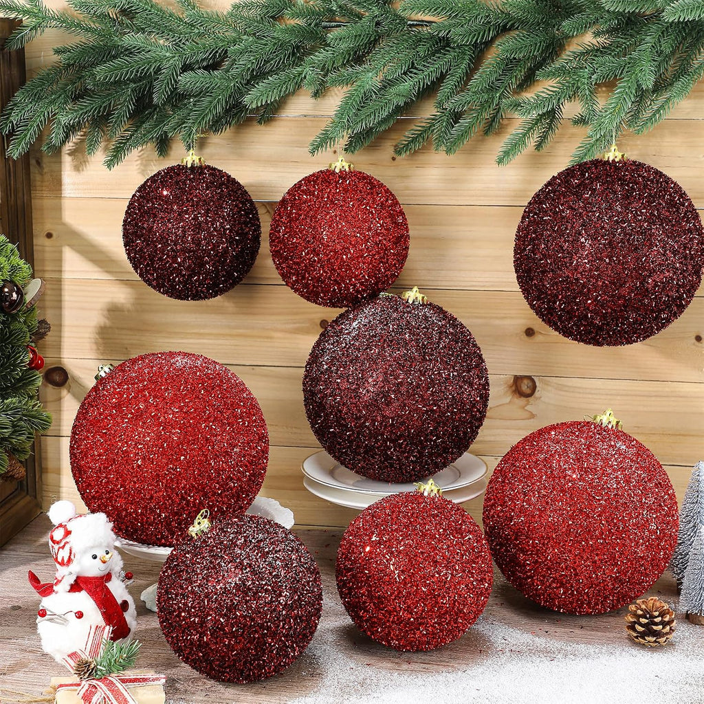 8 Pack 6" 8" Jumbo Christmas Balls Ornament Outdoor Glitter Sequin