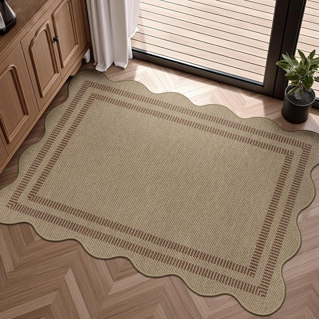 Easy Jute Outdoor Mats for Front Door, 2x3 Small Washable Kitchen Rugs, Farmhouse Brown Throw Rug No