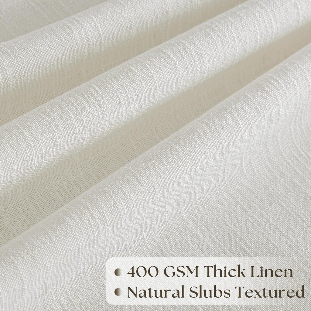 Ivory White Pinch Pleated Linen Curtains 1 Panel for Living Room Bedroom Memory Training Shaped Semi Sheer Pleat