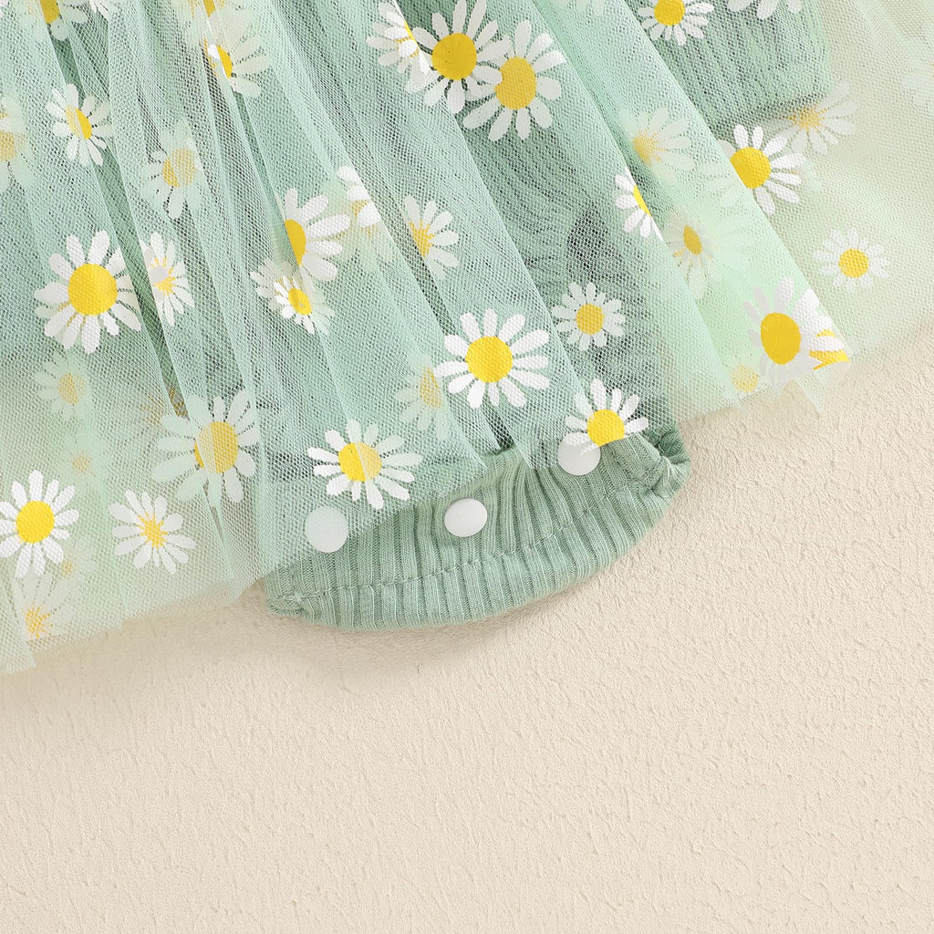 Baby Girl Clothes Daisy Ribbed Bodysuit Sleeveless Romper Dress Summer Outfit for Girls Newborn 3 6 9 12