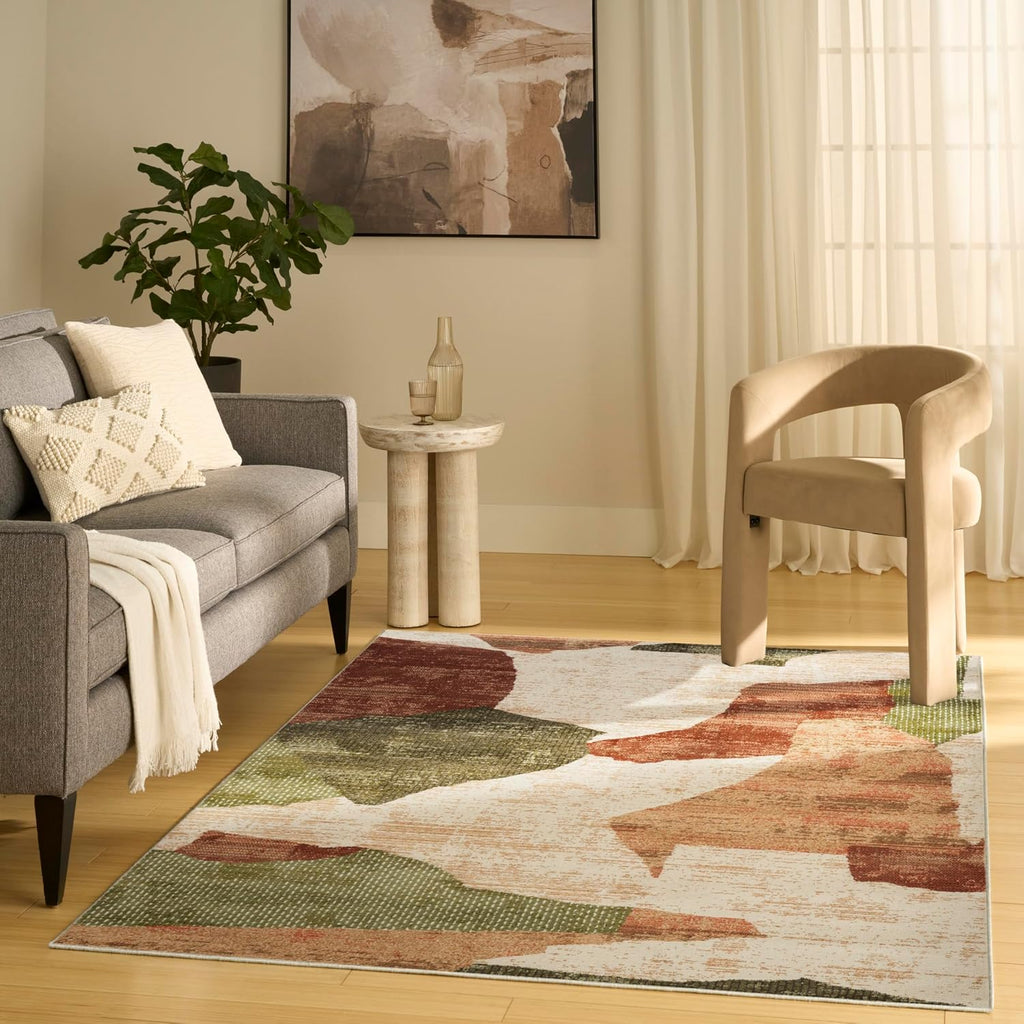 Home Nordic Beige Multi Area Rug - Easy Clean, Non Shedding, Bed Room, Living Room, Dining Room, Kitchen (5'