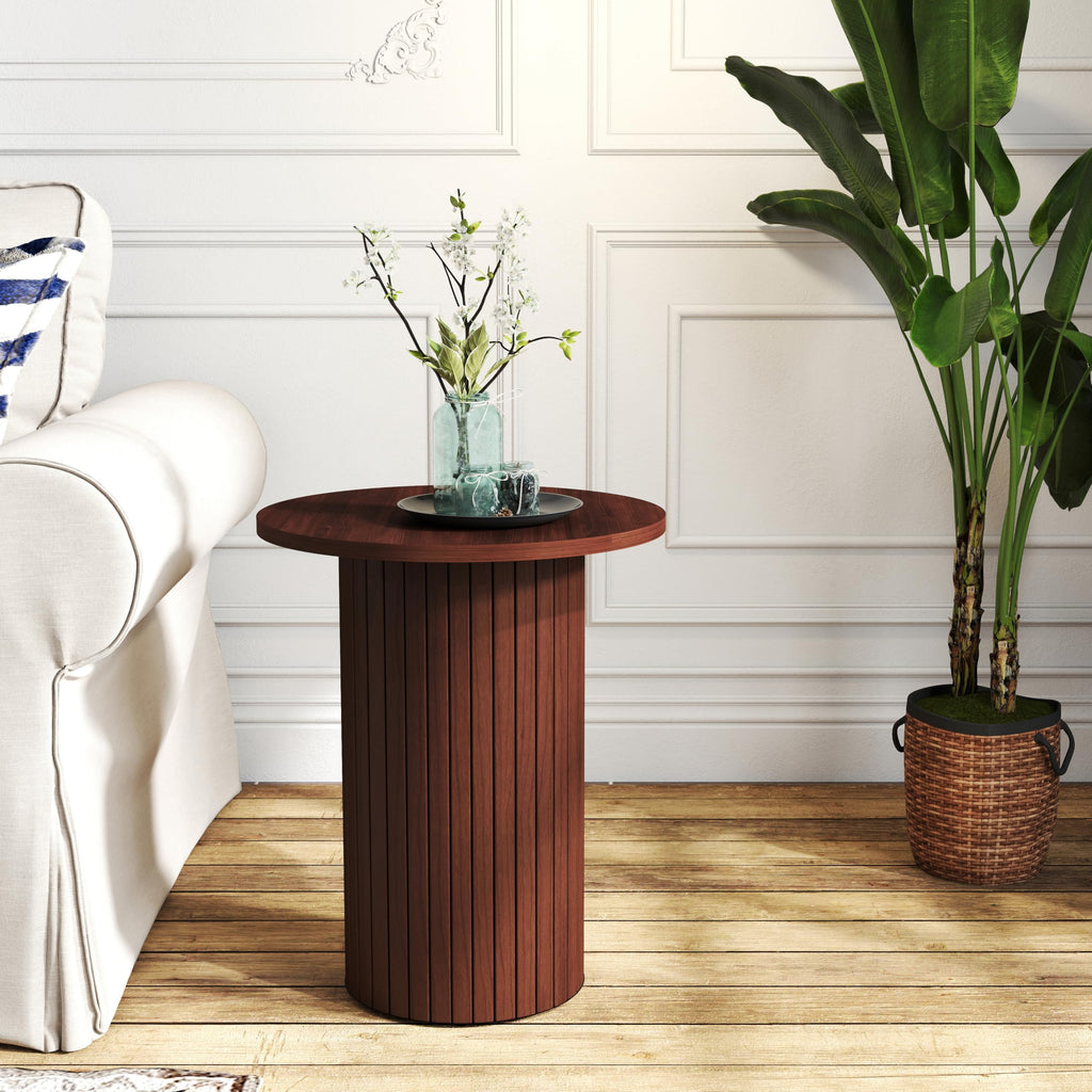 Round Side Table, Fluted Drum End Table, Tambour Accent Table