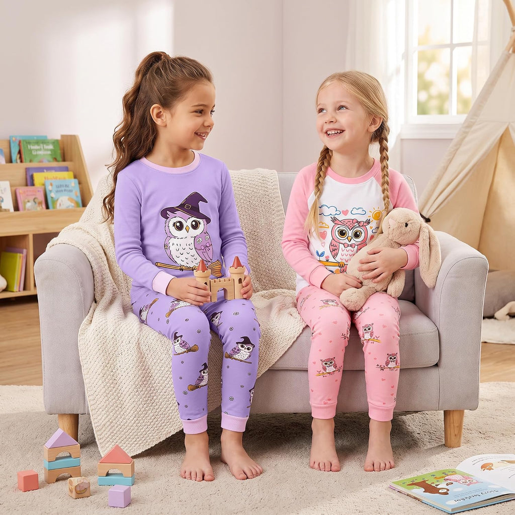 Girls 4 Pieces Cotton Pajamas Months