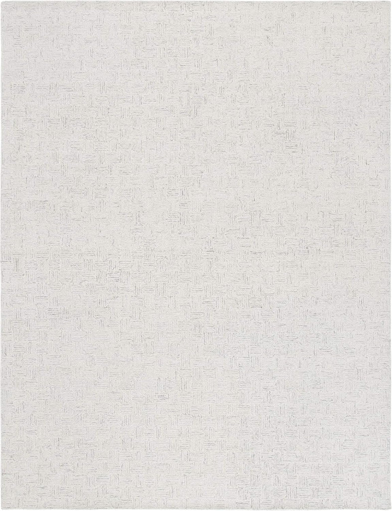 Micro-Loop Area Rug - 10' x 14', Light Grey & Ivory, Handmade Wool