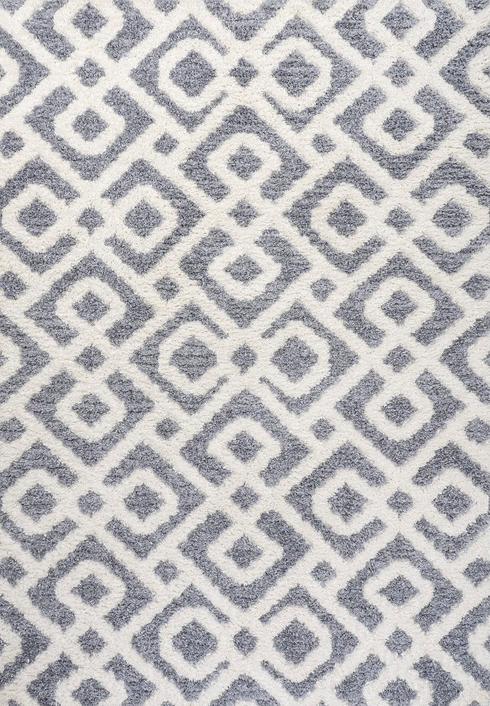 Trellis High-Low Cream/Gray Indoor Area Rug, Astrid Retro, Easy-Cleaning, High Traffic, Pet-Friendly