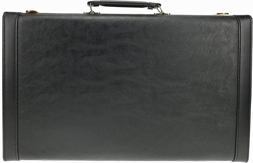 Backgammon Set, Elegant Black Leatherette Case, 21 x 12.5 in. Closed; 25 x 21 in. Open, Family and Adult Board Games