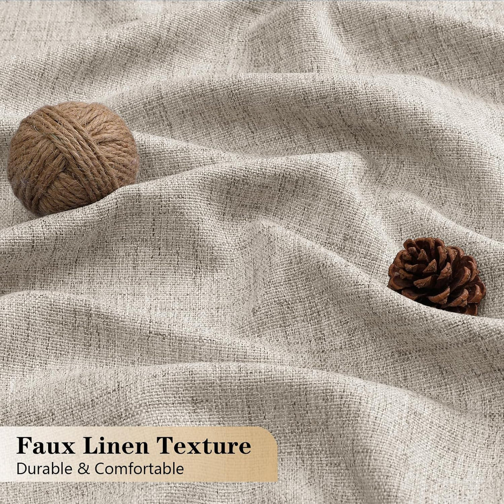 Valance for Windows, Light Filtering Faux Linen Textured Small Short Valance Kitchen Curtain, Dual Rod Pocket Top