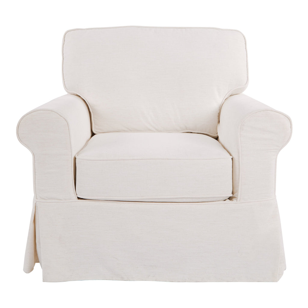 Ashton Rolled Arm Chair with Slipcover, White
