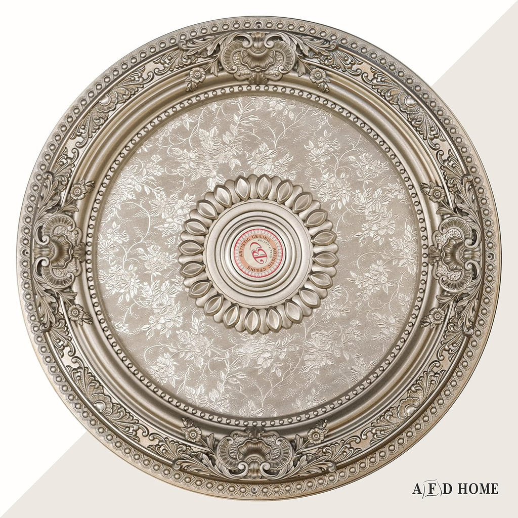 Petite Round Chandelier Ceiling Medallion or Fan Medallion, 24 Inches, Champagne