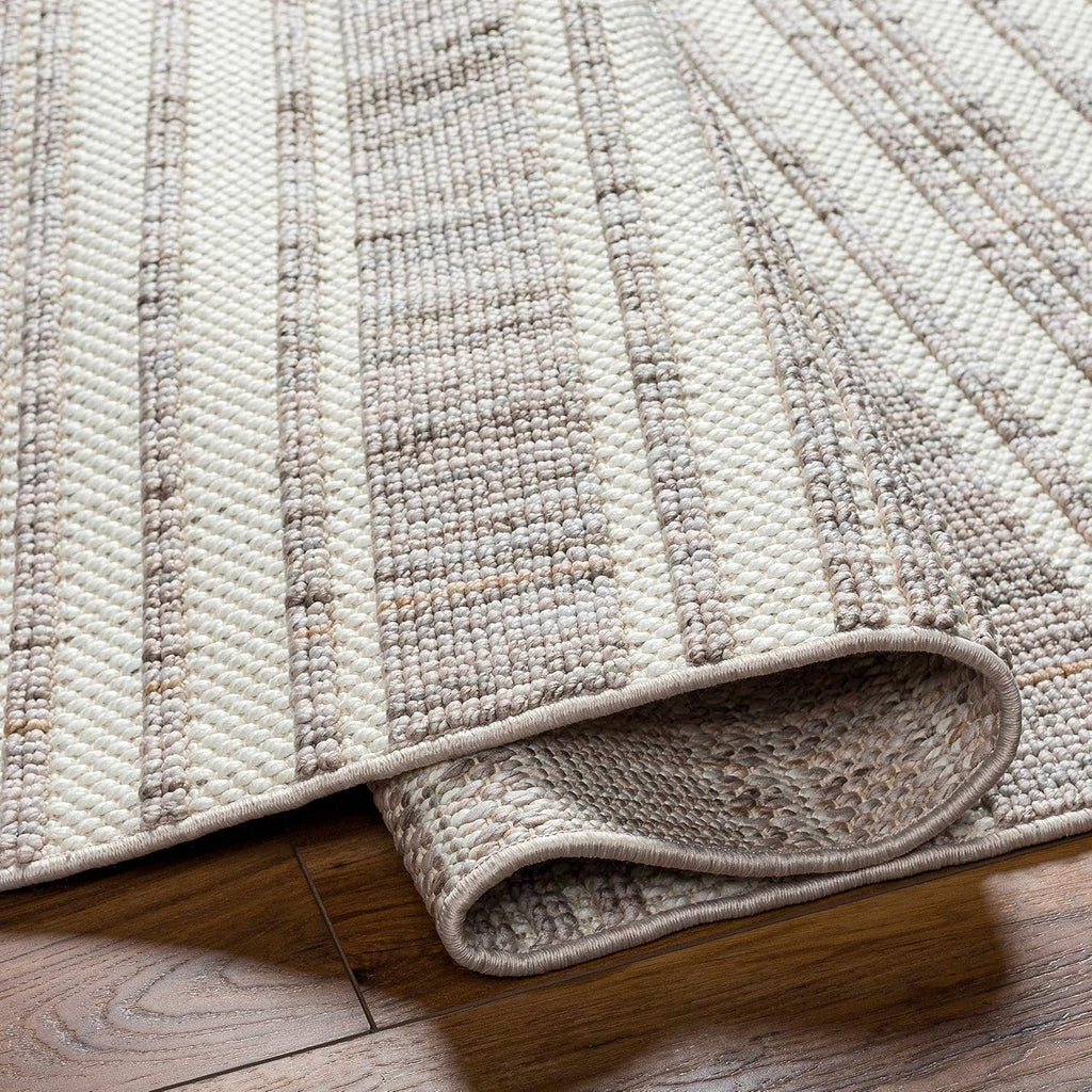 Avari Living Room, Bedroom Area Rug - Striped - Bohemian Transitional Modern Minimalist Farmhouse - Bone, Multi