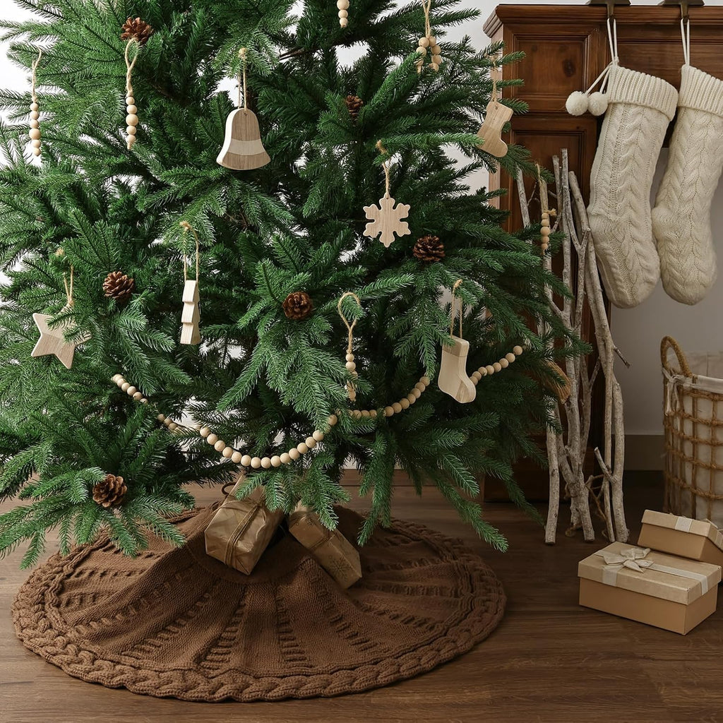 Knit Christmas Tree Skirts, Neutral Tree Skirt, Cozy Christmas Decorations
