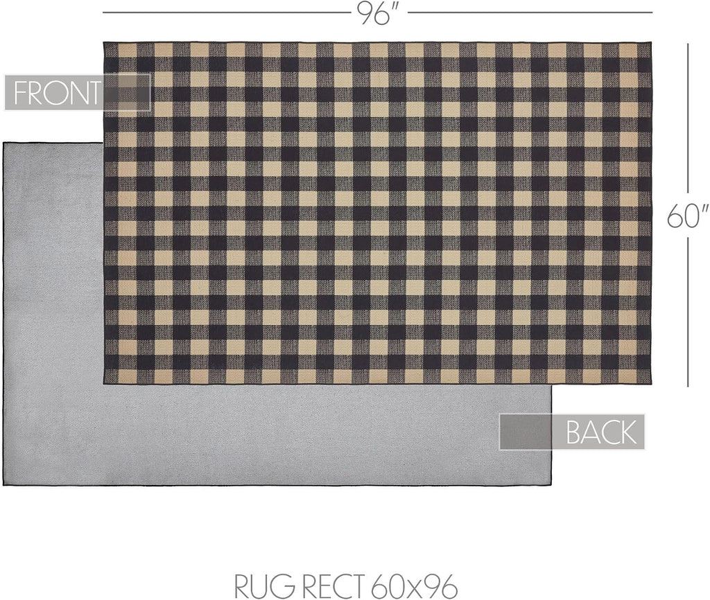 Black Check Indoor Rug Rect 60x96, Polyester Area Rug, Accent Rug, Floor Decor, Black Check Collection, Rectangle