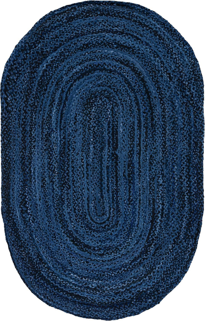 Braided Oval Rug 6x8, Navy & Black BRD452N
