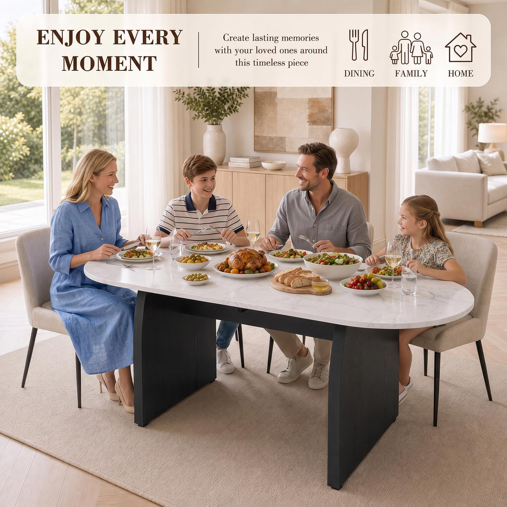 55"-70.8" Extendable Oval Dining Table for 4-8 with Built-in Flip Leaf