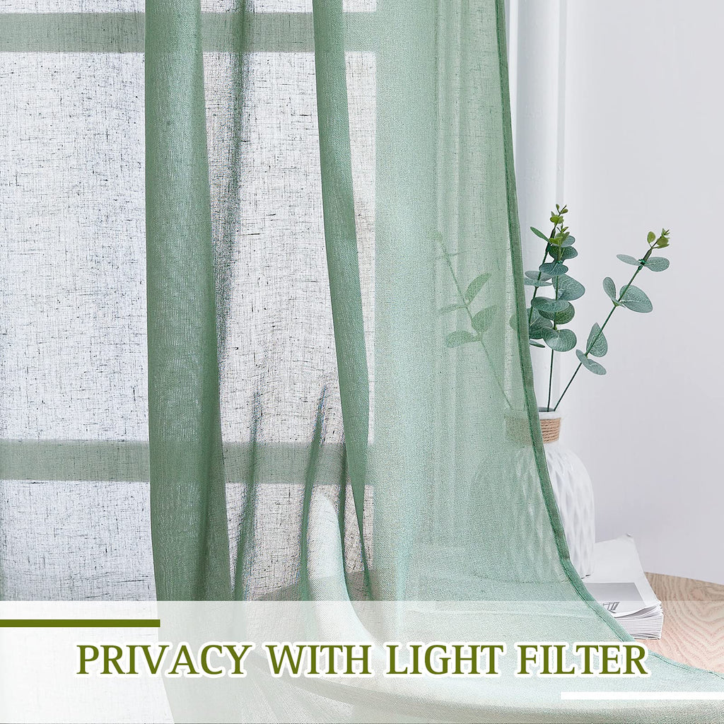 Semi Sheer Short Curtains for Small Window, Eyelet Top Bedroom Curtain Drapes Privacy with Light Filtering Linen