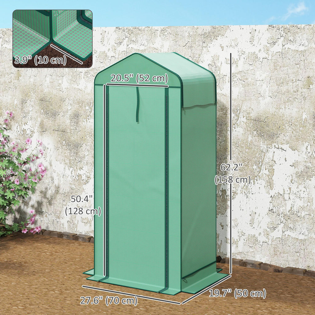 4 Tier Mini Greenhouse w/ Screen Roof 27.6" x 19.7" x 62.2" Green