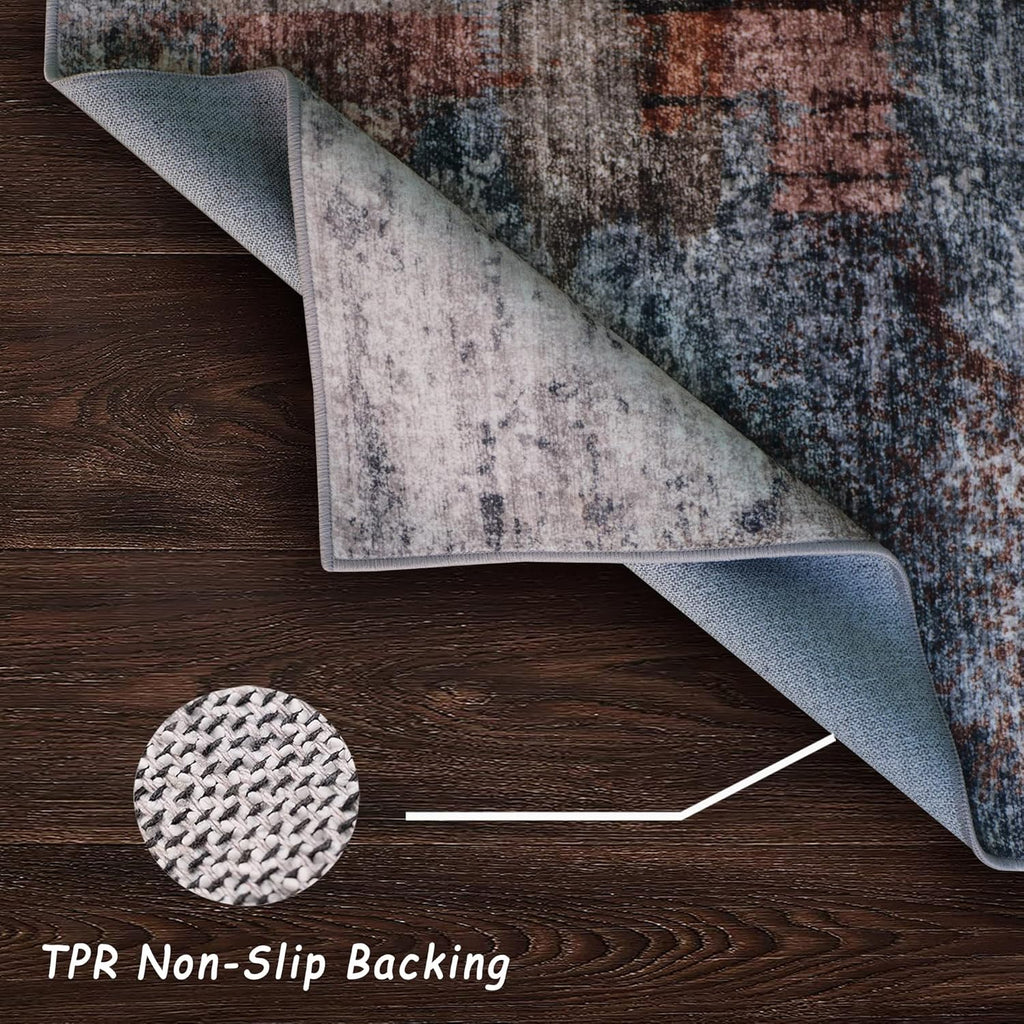 Washable Rug, Ultra Soft Area Rug 6x9, Non Slip Abstract Rug Carpet, Stain Resistant Rugs for Living Room Bedroom