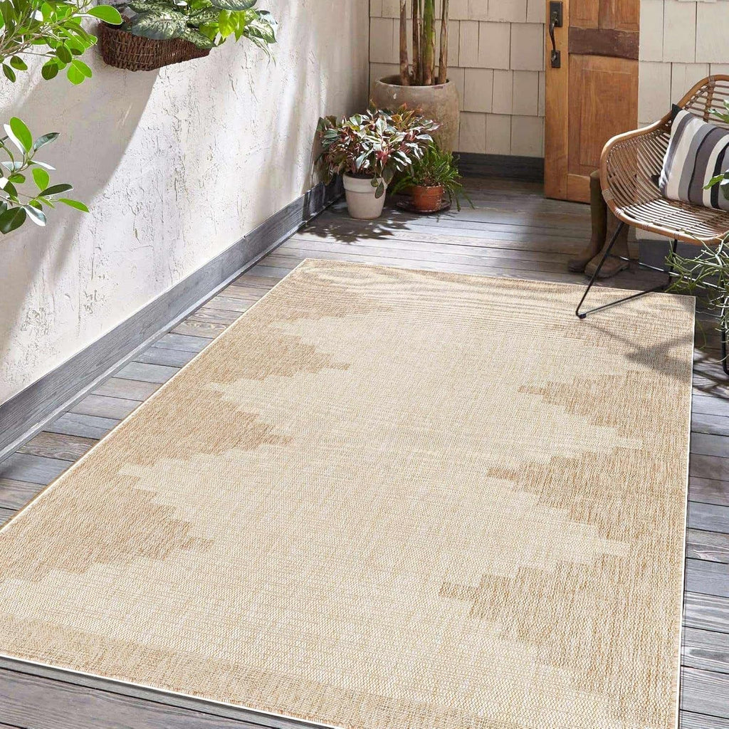 Eris Outdoor Area Rug - Outside Porch Patio Rug Carpet - No Pile Rug - Waterproof Rug - Geometric - 