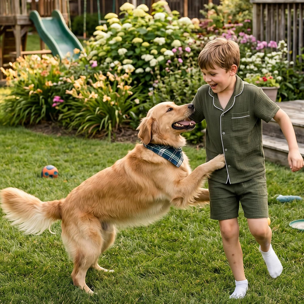 Boys 100% Cotton Pajamas, Short Sleeve Piece Sleepwear