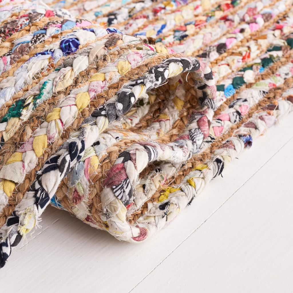 Cape Cod Area Rug 8x10, Jute Braided Large Beige & Multi CAP202B | 1/4" Pile, Indoor Rug, Handwoven, Braided Jute &