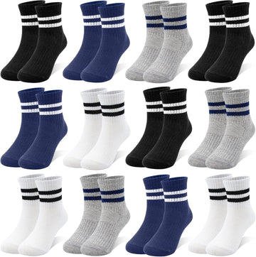 12 Pairs Kids Socks Cotton Athletic Socks for Boys