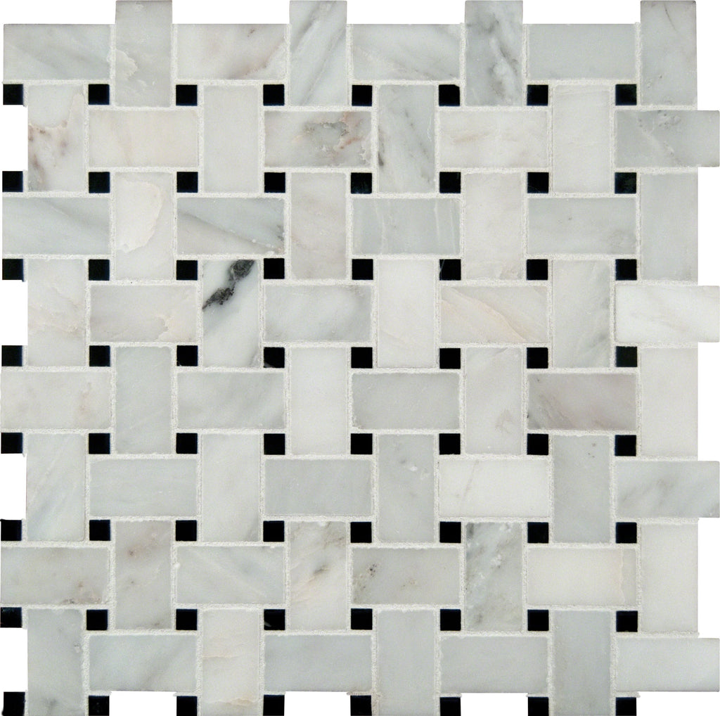 Marble Mosaic Wall Tile | Greecian White Basketweave | 12" x 12"
