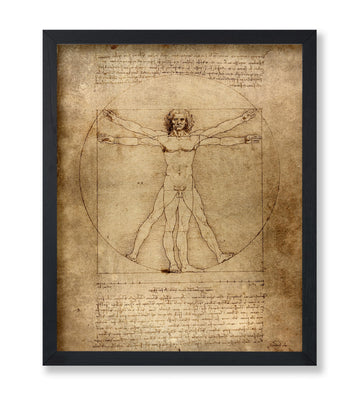 Art Vintage Leonardo Da Vinci Poster - Retro Vitruvian Man Print - Drawing Art - Renaissance Art - Gift for Men &