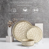 Dinnerware Sets, 12-Piece Plates and Bowls Set, Stoneware Dish Set for 4, Ceramic DinnerwareRestaurant