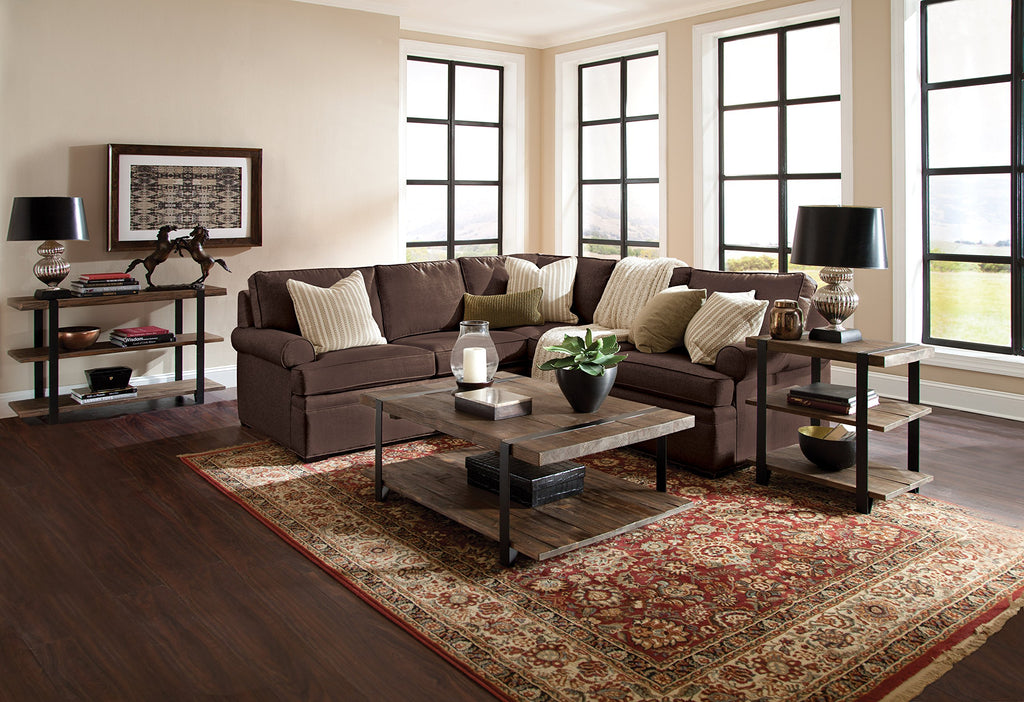 Modesto 48-Inch Reclaimed Wood Coffee Table, Rustic Natural Pine Finish with Metal Strap Legs, Powder-Coated Steel