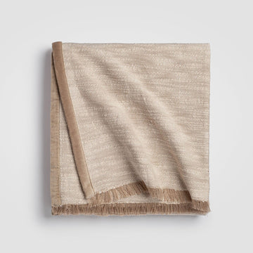 Calm Tranquil Oatmeal Weave Throw Blanket 55x80, Neutral Beige 100% Cotton Decorative Sofa and Bed Blanket