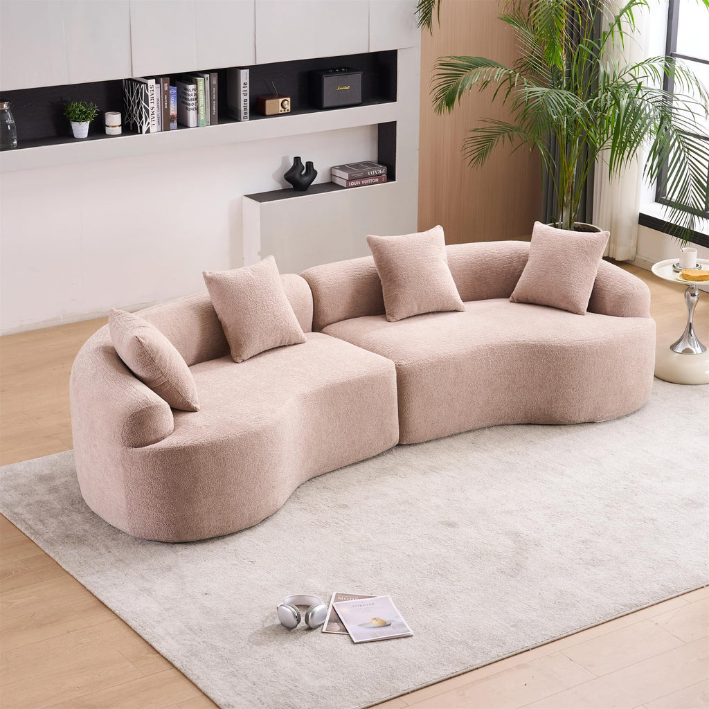 110" Curved Chenille Boneless Modular Sectional, High-Density Sleeper Couch, Lounge (Dusty Pink)