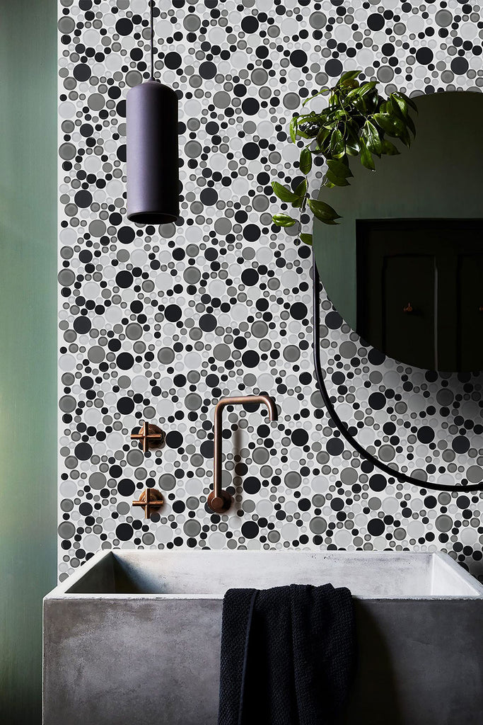 5 Sheets Glass Mosaic Tile Backsplash, Bathroom Shower Wall, Etc, Bubble Collection, Mixed Rounds, 12"X12"X5/16 (Set