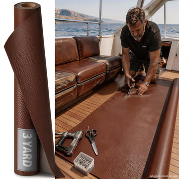 Vinyl Faux Leather: 3 Yard Roll Coffee Brown Upholstery Fabric 0.6mm Premium Faux Leather - UV, Waterproof &