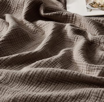 Muslin Blanket 100% Cotton Blankets Twin Size 4-Layer Breathable Lightweight for Couch Bed Boho Farmhouse Linen