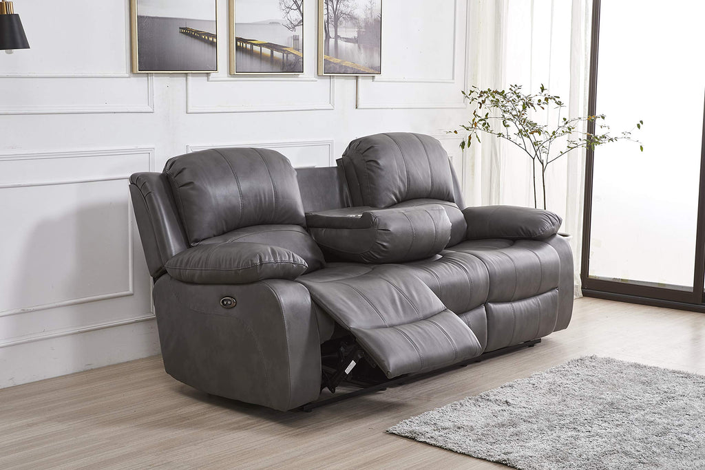 Power Reclining Bonded Leather, Grey, Loveseat
