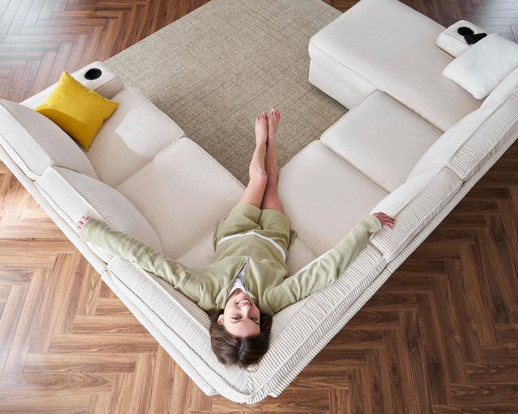 112" Sectional Couch, U Shaped Couch with Storage, Couches