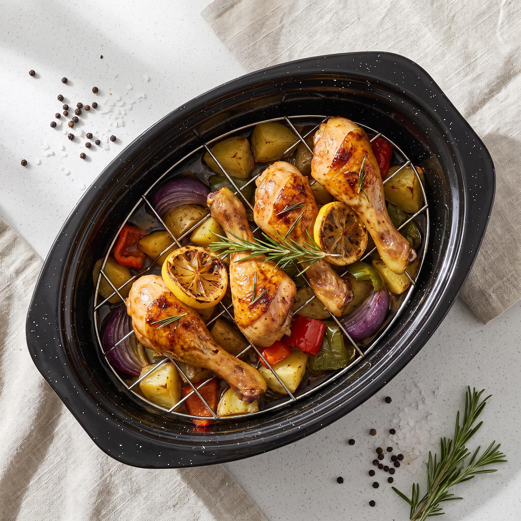 13"Enamel Roasting Pan with Lid and Rack Small Oval Roaster Pan Set, Deepen Design Deep Baking Pan for Sourdough