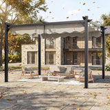 10'x12' Outdoor Pergola with Retractable Canopy, Patio Metal - Image 6