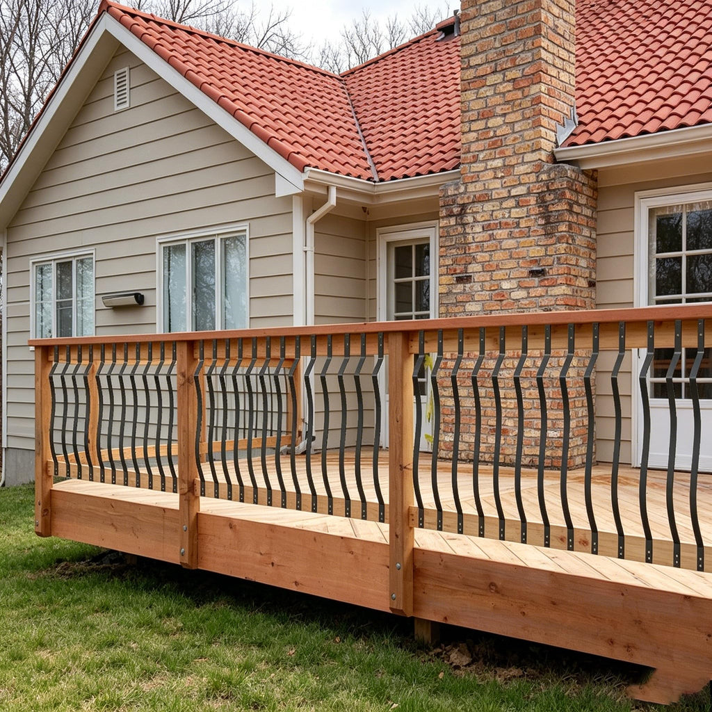 61 Pack 36" Deck Balusters with Screws, Iron Deck Railing