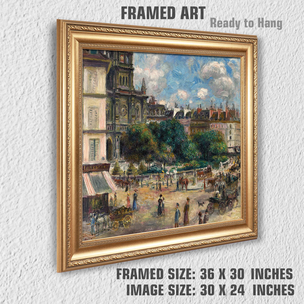 Square of Saint Trinity in Paris by Pierre-Auguste Renoir Painting Reproductions Framed Size:36x30 inches, Image