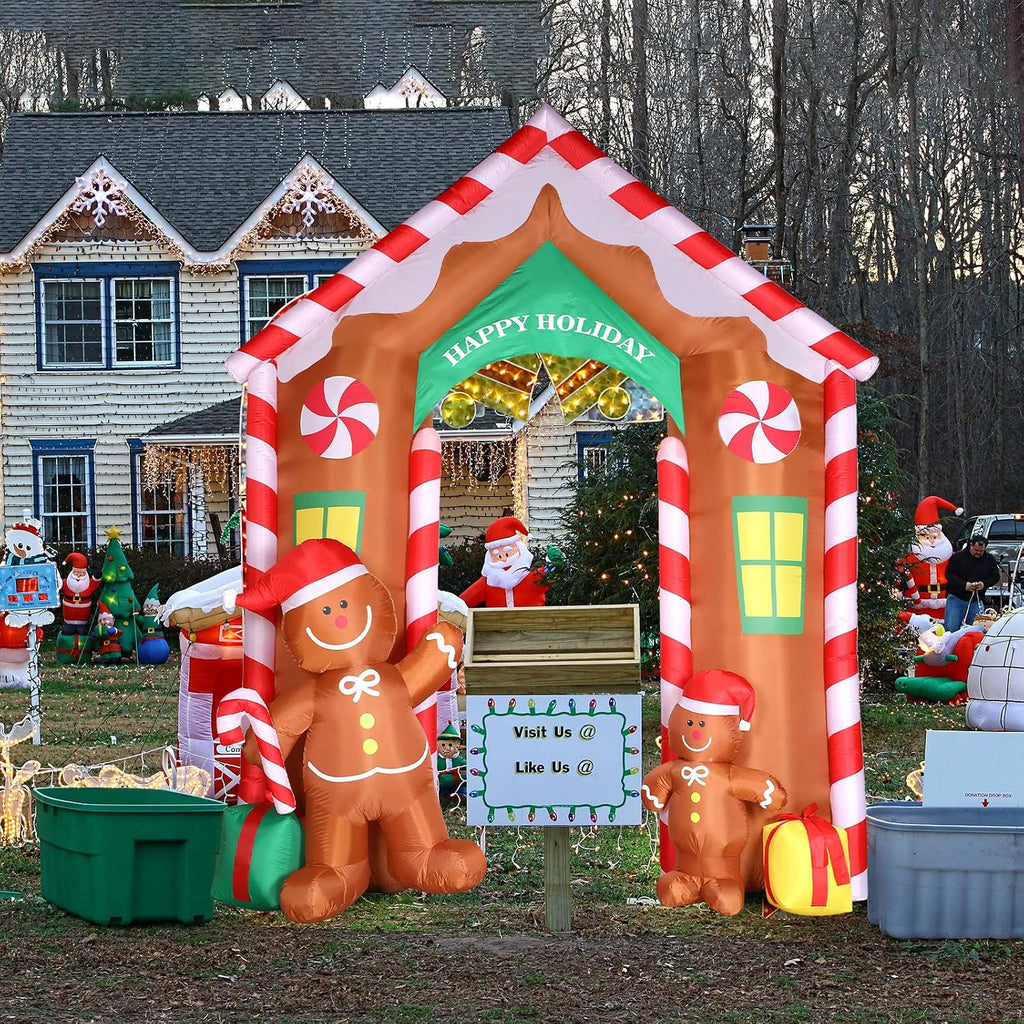 9.97ft Christmas Gingerbread Arch Outdoor Inflatable with LED Light