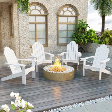 Outdoor Adirondack Chair, Cup Holder, Set of 4, White