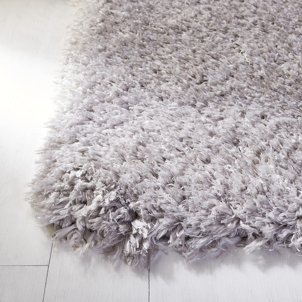 Flokati Shag Collection Area Rug, Silver, Solid Design, Non-Shedding & Easy Care, 2.75-inch Thick Ideal