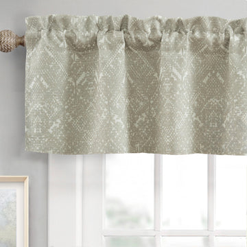 Boho Linen Crochet Farmhouse Vintage Retro Printed Pattern Thermal Insulated Lined Window Valance Bathroom Rod Pocket