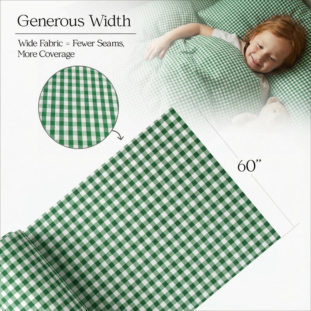 1/8 Inch Kelly Green Gingham Fabric by The Yard - 60" Wide Polyester Cotton Blend, Lightweight Checked Gingham